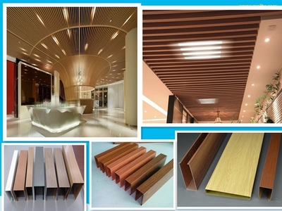 条形顶部装饰,铝方通吊顶,土黄木纹铝方通生产商